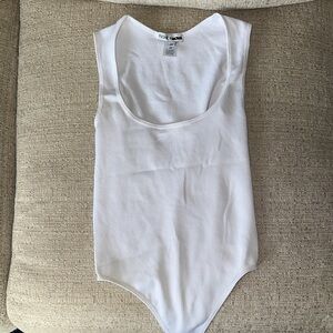 Fashion Nova White Ribbed Bodysuit